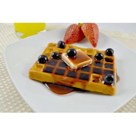 Waffle with Blueberries and Maple Syrup